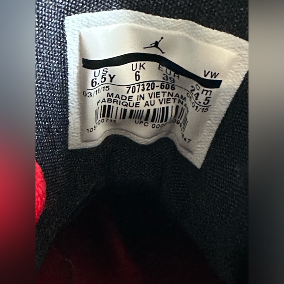 Nike Jordan 1 Flight 3 BG Red Shoes Size 6.5 - Picture 9 of 16